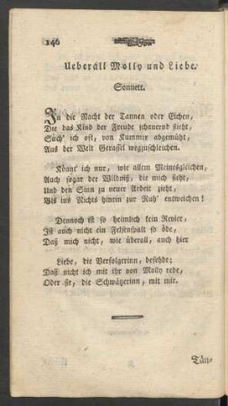 Ueberall Molly und Liebe. Sonnett