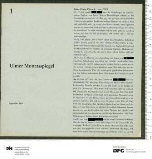 Programm 1. Monatsabschnitt 1959/1960