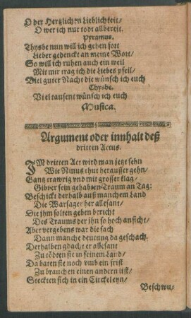 Argument oder innhalt deß dritten Actus.