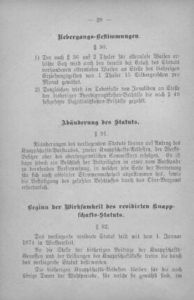 Abänderung des Statuts.