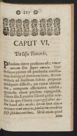 Caput VI. De Usu Timoris.