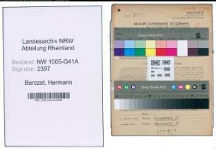 Entnazifizierung Hermann Berczat , geb. 08.03.1908 (Polizist)