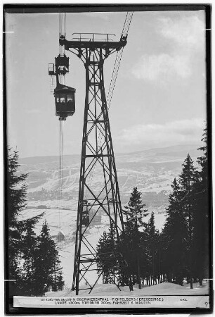 Seilschwebebahn Oberwiesenthal. Fichtelberg Länge 1300 Meter. Steigung 300 Meter. Fahrzeit 6 Minuten