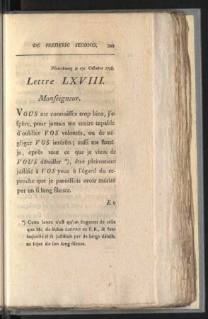 Lettre LXVIII.