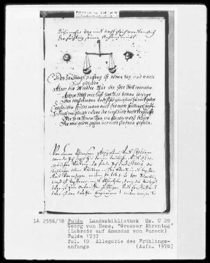 Georg Friedrich Heß, Großer Ehrentag, Lobrede auf Amadeus von Buseck — Allegorie des Frühlingsanfangs, Folio 10 recto