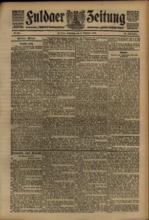 Erste Ausgabe vom Dienstag, den 06. Oktober 1908.