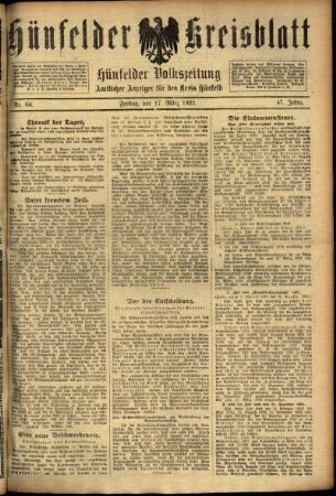 Ausgabe vom Freitag, den 17. März 1922.