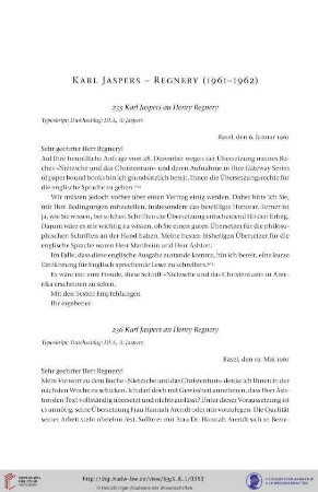 Karl Jaspers- Regnery (Henry Regnery Company Publishers, Chicago) 1961-1962