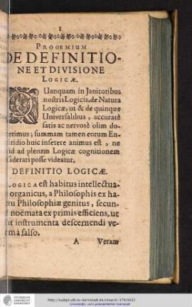 Prooemium de Definitione et Divisione