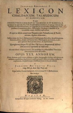 Lexicon chaldaicum talmudicum et rabinicum