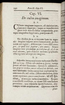 Cap. VI. De cultu imaginum