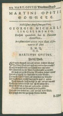 Martini Opitii Sonnete.