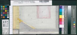 Wocklum (Balve) Schloß Archiv oder Brauhaus Lageplan Ende 18.Jh. 50 Fuß = 18,6 cm 20 x 33 farb. Zeichnung Landsberg-Velen Nr. 620