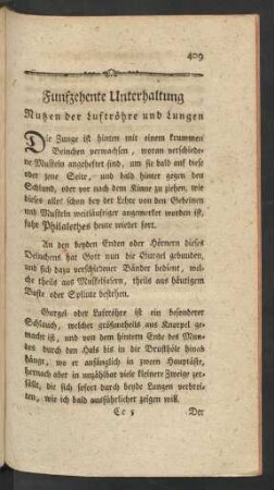 Funfzehente Unterhaltung. Nutzen der Luftröhre und Lungen