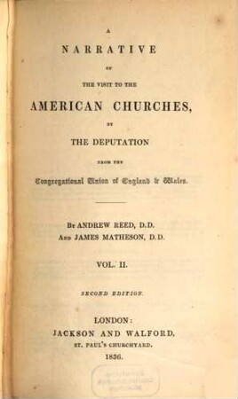 A narrative of the visit to the American churches by the deputation from the Congregational Union of England & Wales, 2