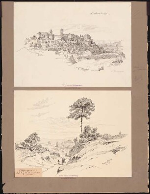 Ansicht des Aventin. Landschaft bei Rom: 2 perspektivische Ansichten