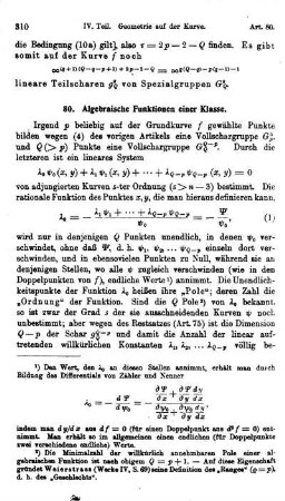 80. Algebraische Funktionen einer Klasse