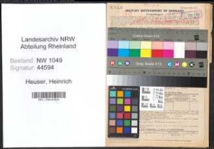 Entnazifizierung Heinrich Heuser , geb. 10.03.1887 (Revolverdreher)