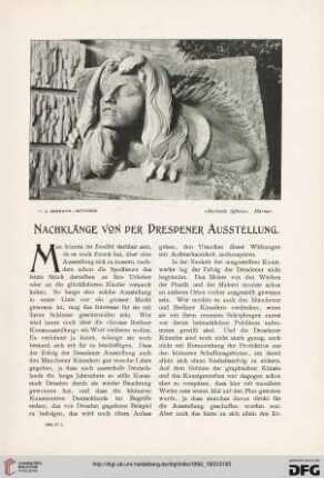 Nachklänge von der Dresdener Ausstellung