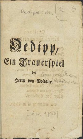 Oedipp, Ein Trauerspiel des Herrn von Voltaire.