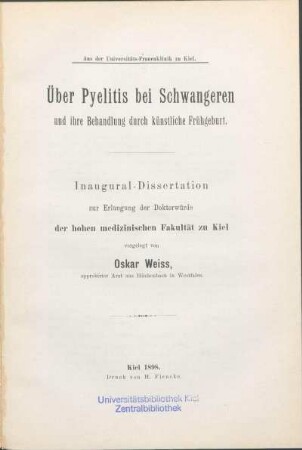 Über Pyelitis bei Schwangeren und ihre Behandlung durch künstliche Frühgeburt