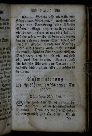 Aufmunterung zur Ausübung verschiedener Tugenden.