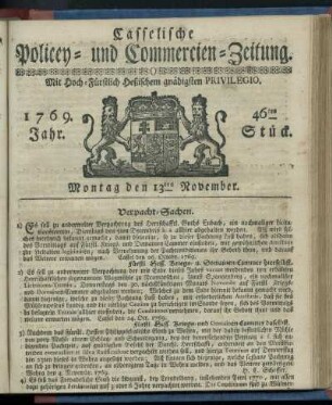 46tes Stueck, Montag den 13ten November 1769