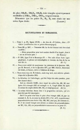 Rectifications et remarques.