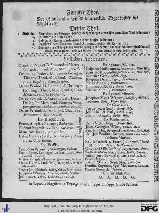 Syllabus Actorum.