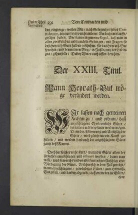 Der XXIII. Titul.