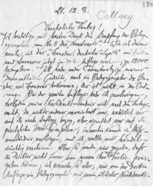 Brief an Georg D.W. Callwey