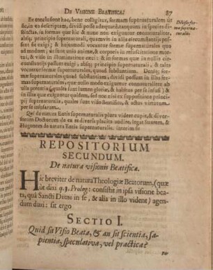 Repositorium Secundum. De natura visionis Beatifica.
