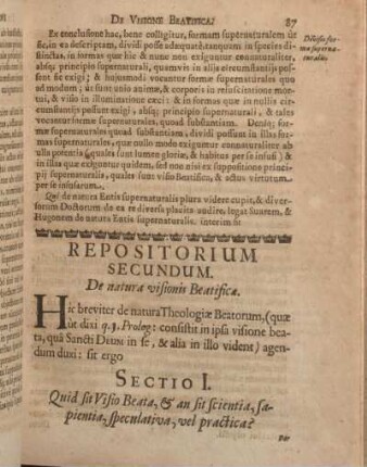 Repositorium Secundum. De natura visionis Beatifica.