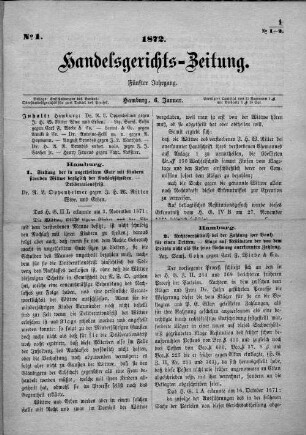 No. 1. 6. Januar 1872