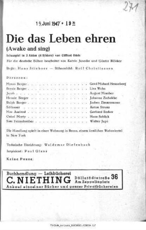 Die das Leben ehren (Awake and sing)