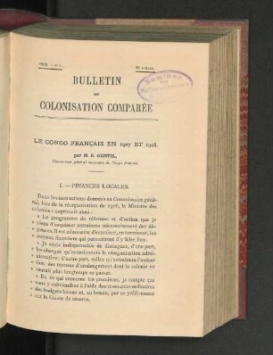 Le Congo Francais En 1907 Et 1908.