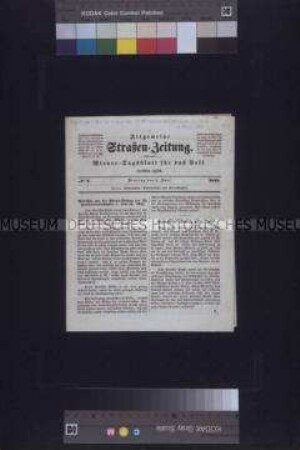 Zeitung: Allgemeine Strassen-Zeitung. Wiener Tagsblatt für das Volk. Nr. 2; Wien, 6. Juni 1848