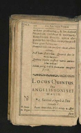 Locus Quintus. De Angelis Bonis Et Malis.