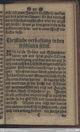 Christliche verhaltung in den trübsalen selbst