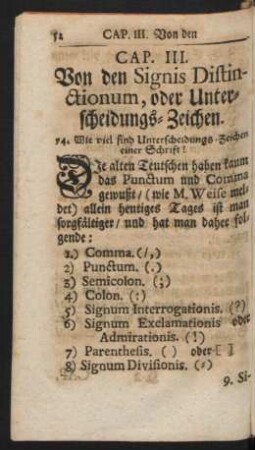Cap. III. Von den Signis Distinctionum, oder Unterscheidungs-Zeichen.