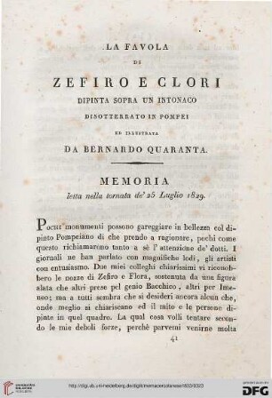 2: La favola di Zefiro e Clori dipinta sopra un intonaco disotterrato in Pompei