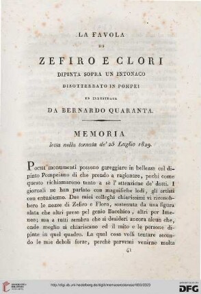 2: La favola di Zefiro e Clori dipinta sopra un intonaco disotterrato in Pompei