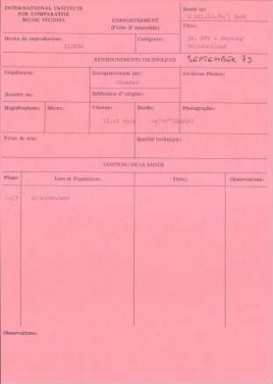 34. SFB-Sendung Griechenland, (Manuskript: Alain Daniélou)