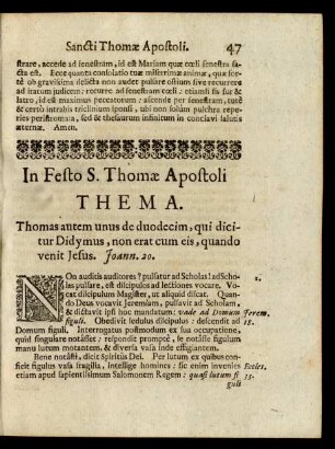 In Festo S. Thomae Apostoli