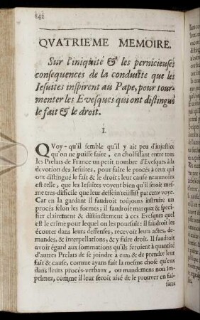 Quatrie´me Memoire