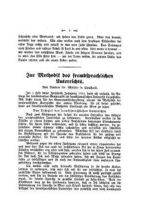 Zur Methodik des fremdsprachlichen Unterrichts
