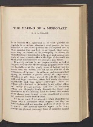 The making of a missionary