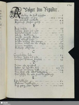 Volget das Register.