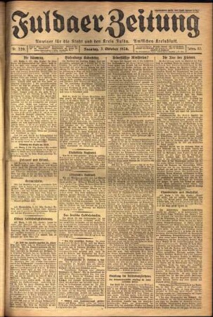 Erste Ausgabe vom Sonntag, den 03. Oktober 1926.