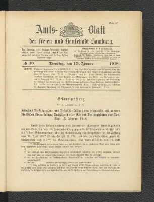 No. 10, 15. Januar 1918